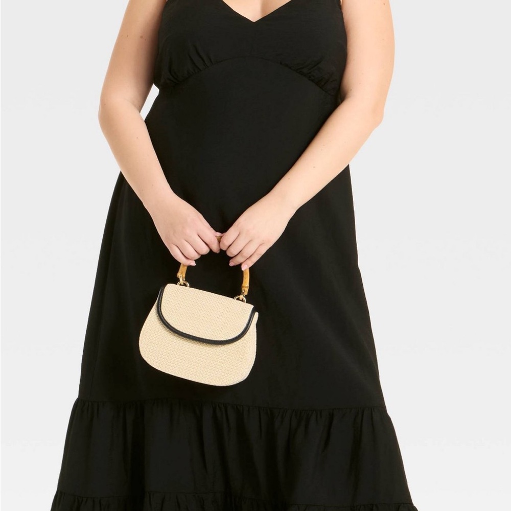 Ava & Viv Black Maxi Dress Size 3X Spaghetti Straps Waist Casual Plain Basic